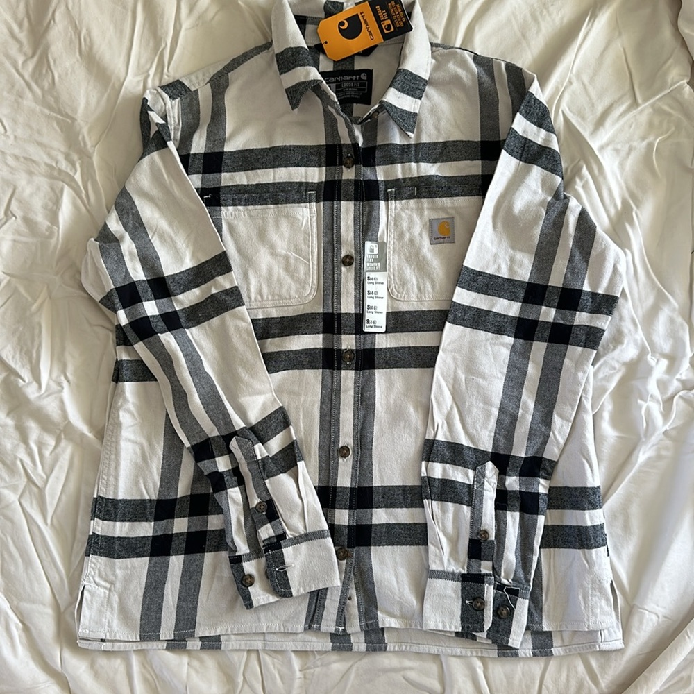 Carhartt Women's Rugged Flex Loose Fit Flannel Plaid Shirt - size small